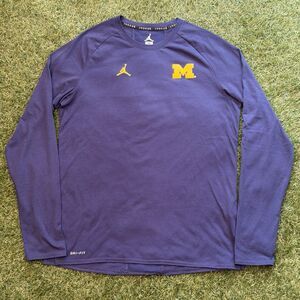Jordan Michigan Wolverines Dri Fit Long Sleeve Shirt Mens M NCAA